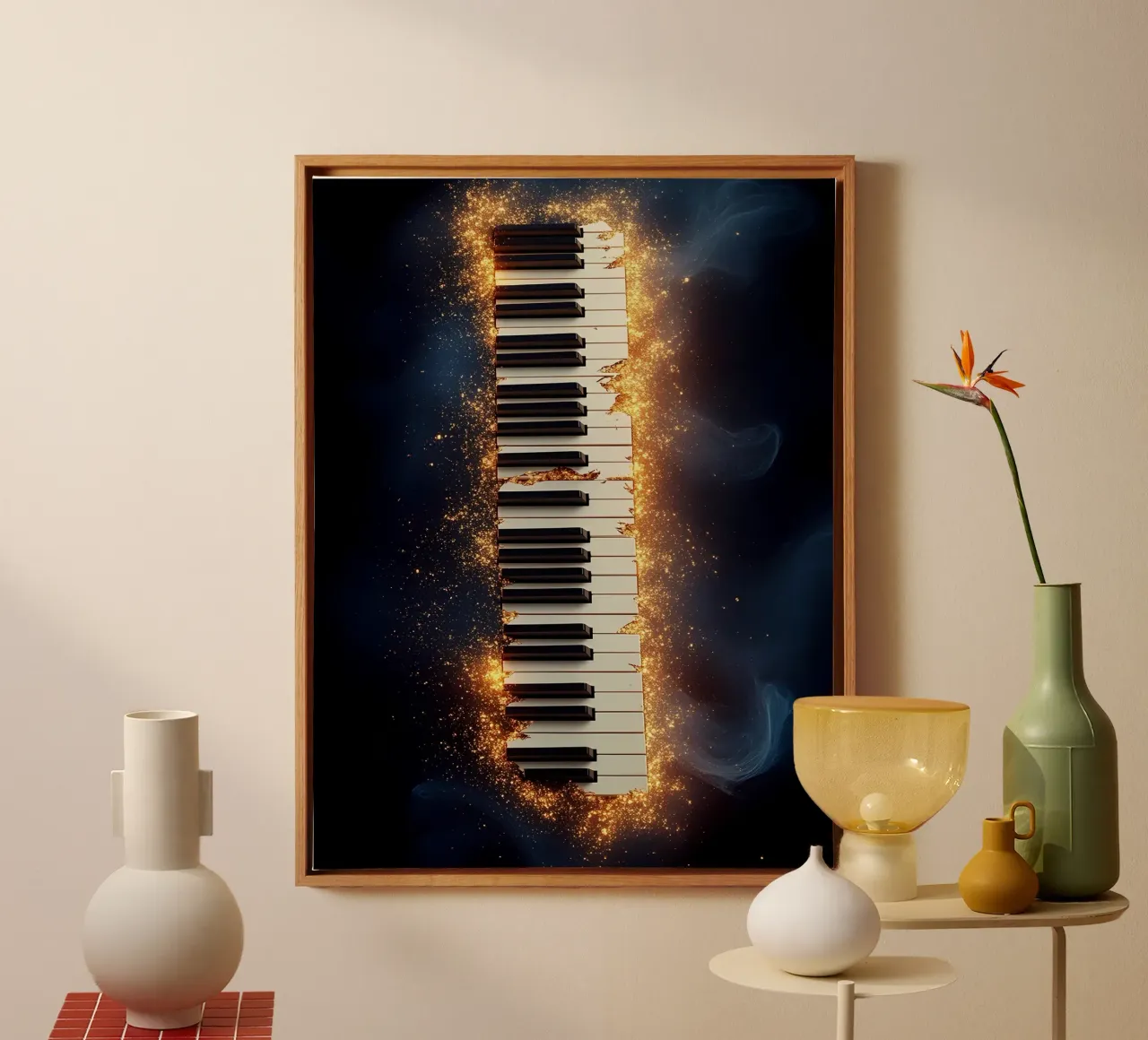 Piano Keywords - Music Instrument canvas with Floater frame by Musictime
