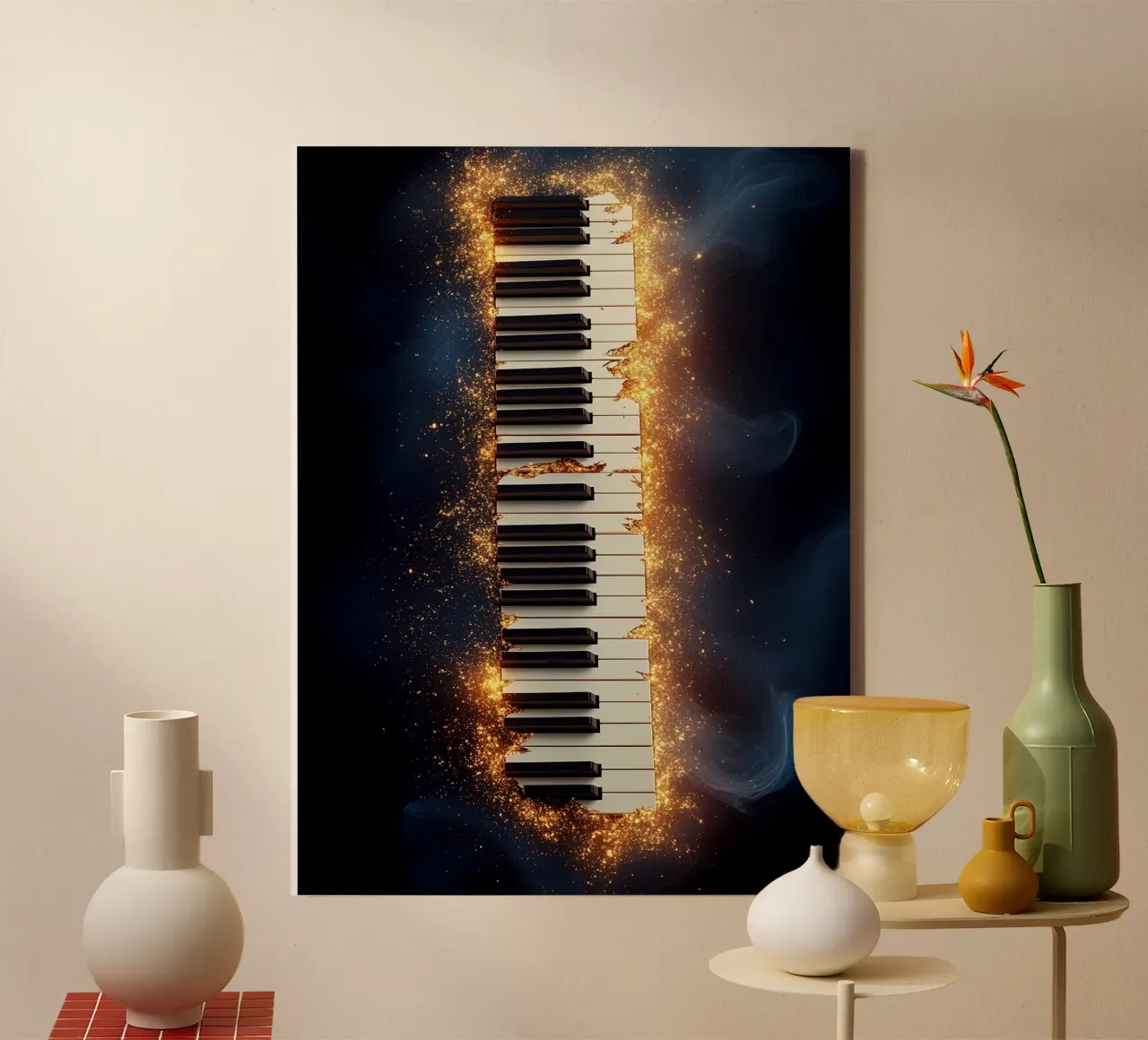 Piano Keywords - Music Instrument canvas with Floater frame by Musictime