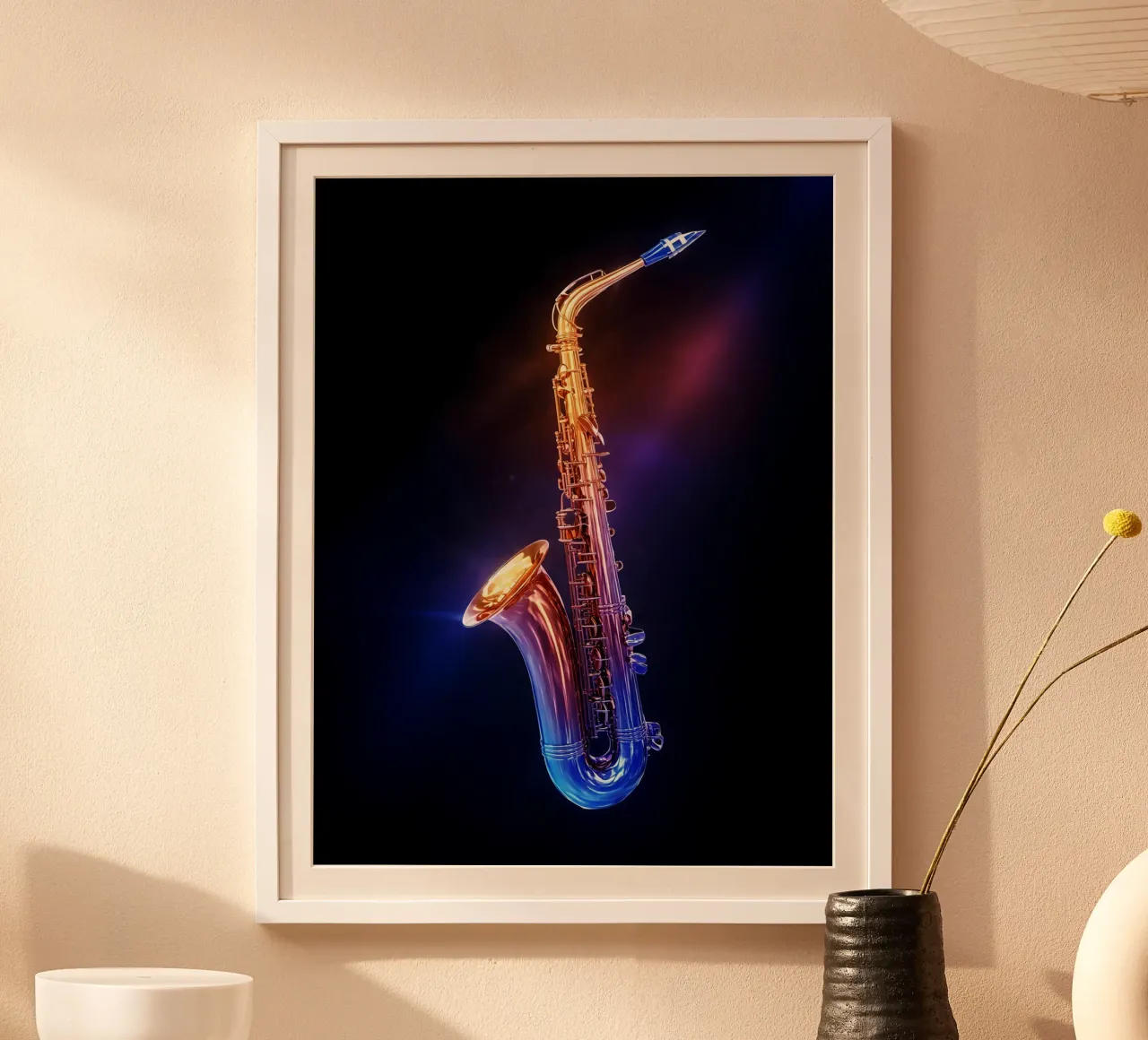 Sassofono - Strumento musicale poster con telaio in legno da Musictime