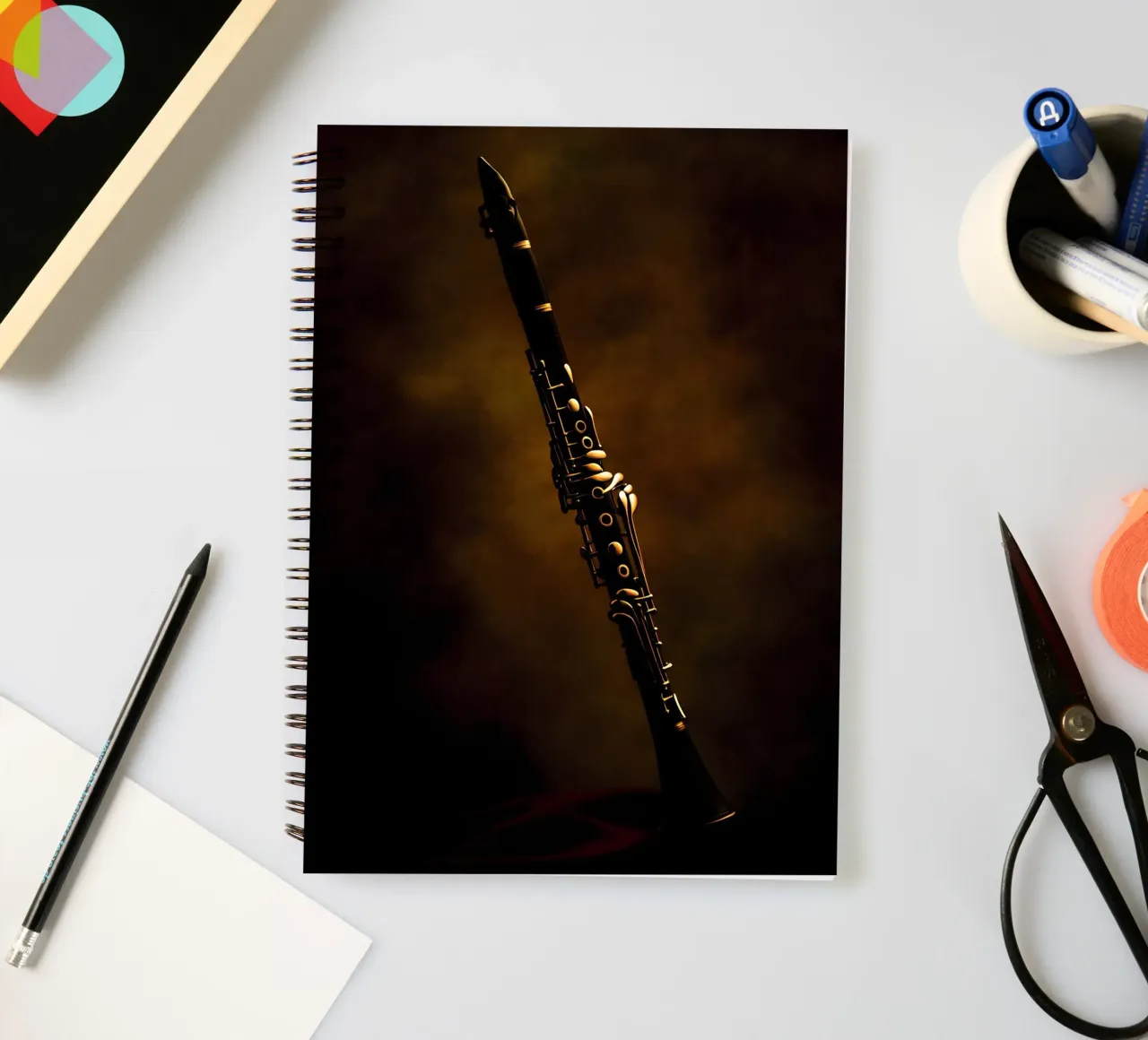 Clarinetto nero - Sagoma di strumento musicale diario ad anelli da Musictime