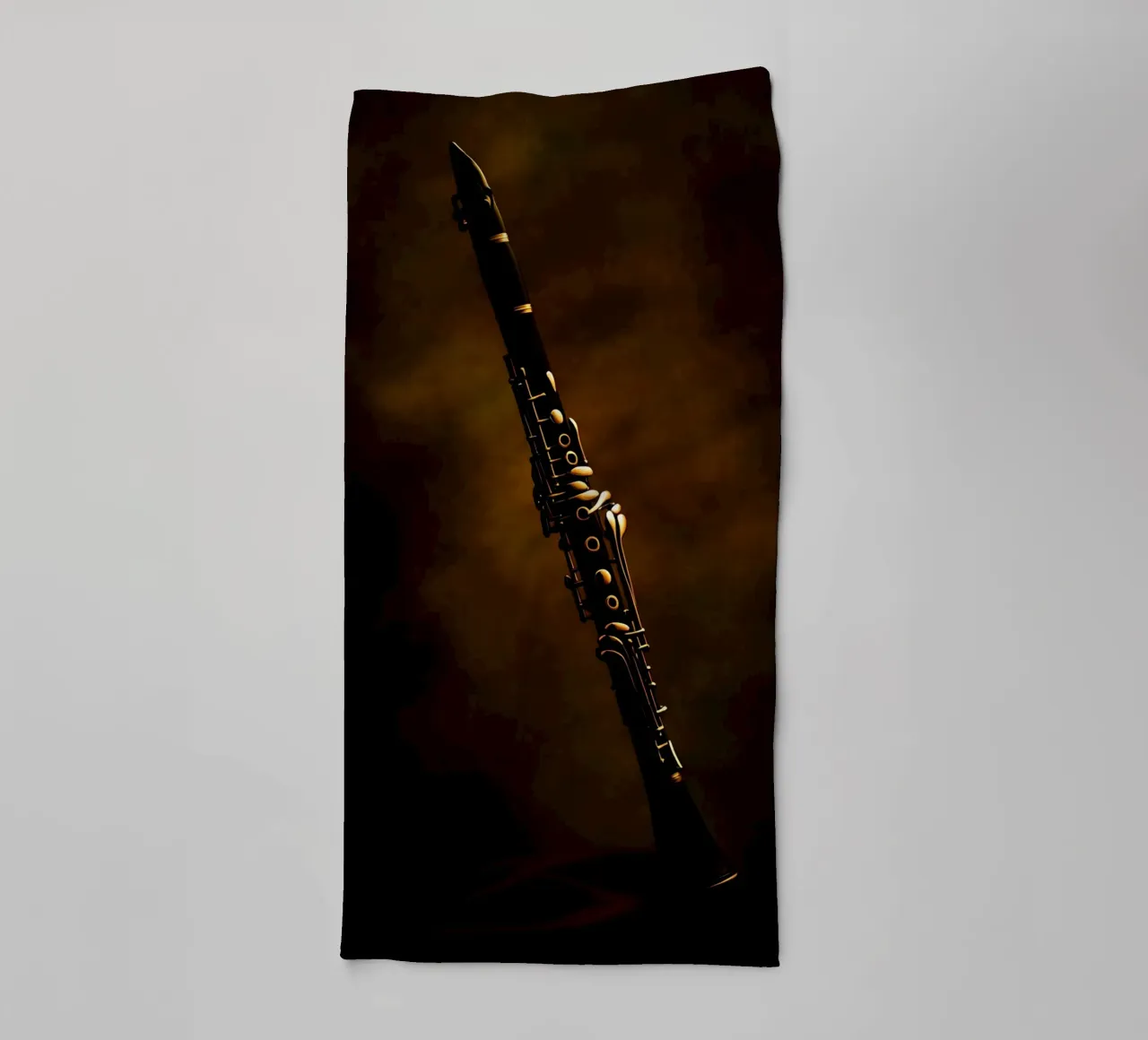 Clarinetto nero - Sagoma di strumento musicale asciugamano da bagno da Musictime