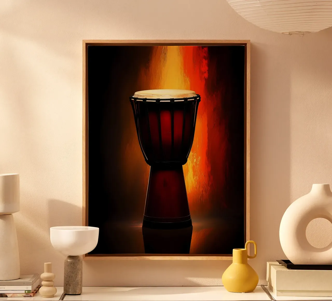 Djambe - Strumento musicale tela con Cornice a cassetta da Musictime