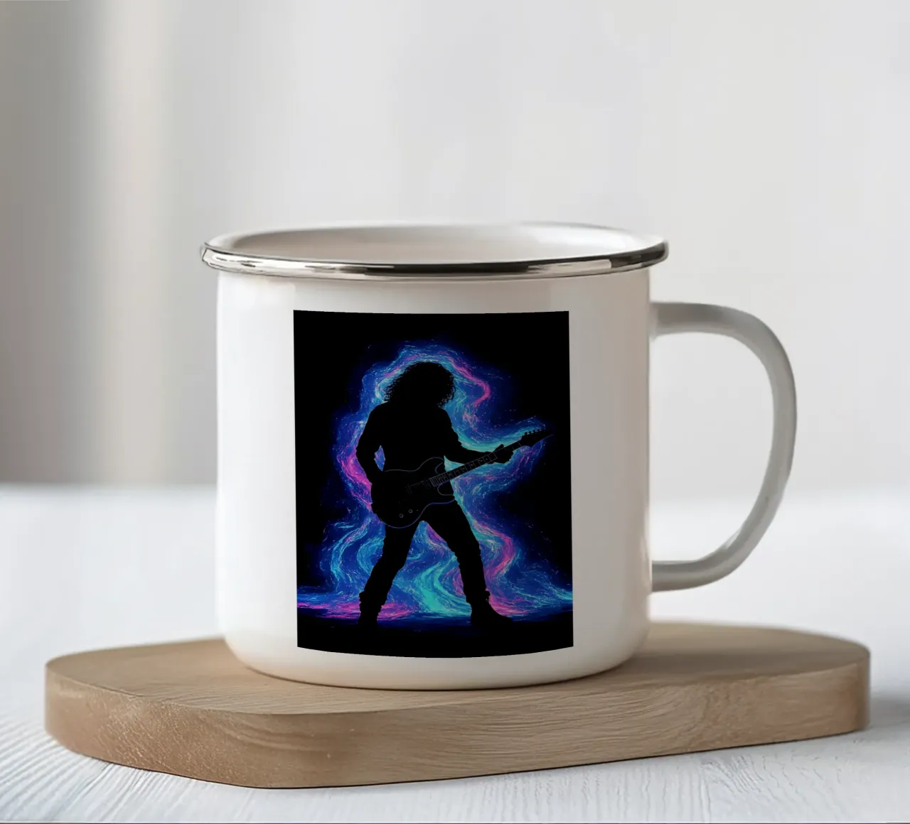 Chitarrista al neon - Silhouette tazza in smalto da Musictime