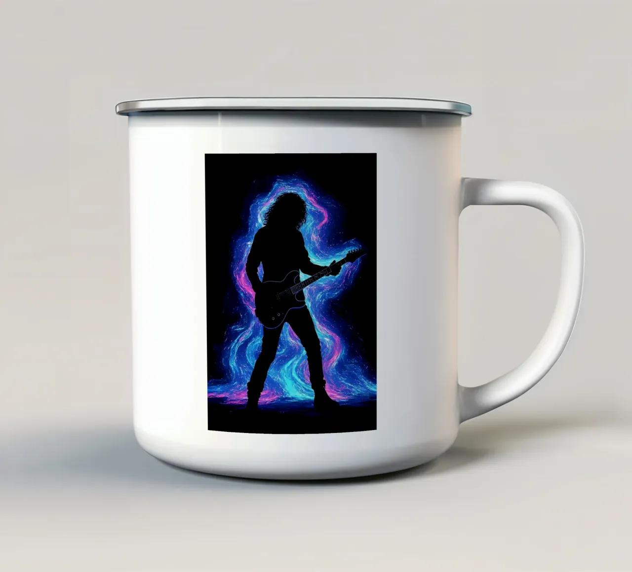 Chitarrista al neon - Silhouette tazza in smalto da Musictime