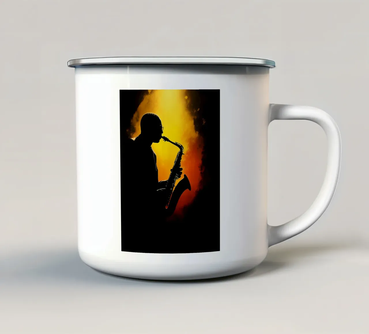 Sassofono - Silhouette tazza in smalto da Musictime