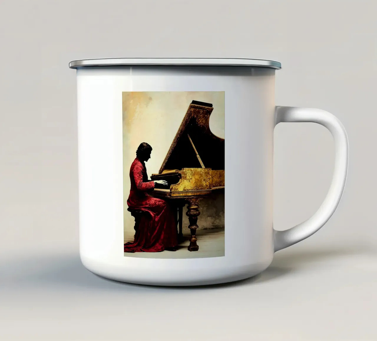 Pianoforte a coda - Silhouette tazza in smalto da Musictime