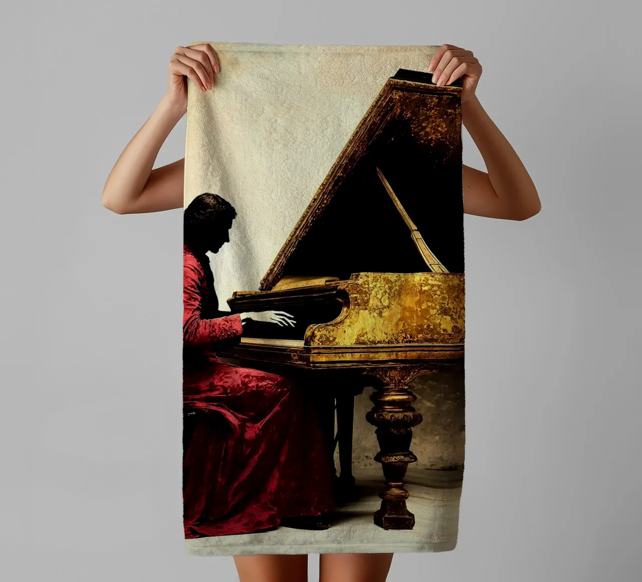 Pianoforte a coda - Silhouette asciugamano da bagno da Musictime