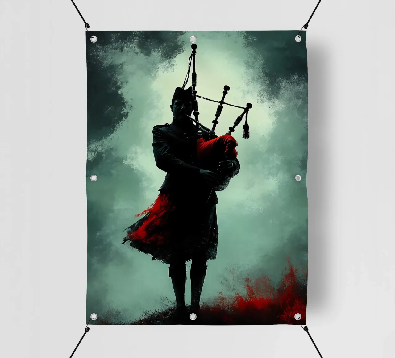 Silhouette di musicista di cornamusa telo in pvc da Musictime
