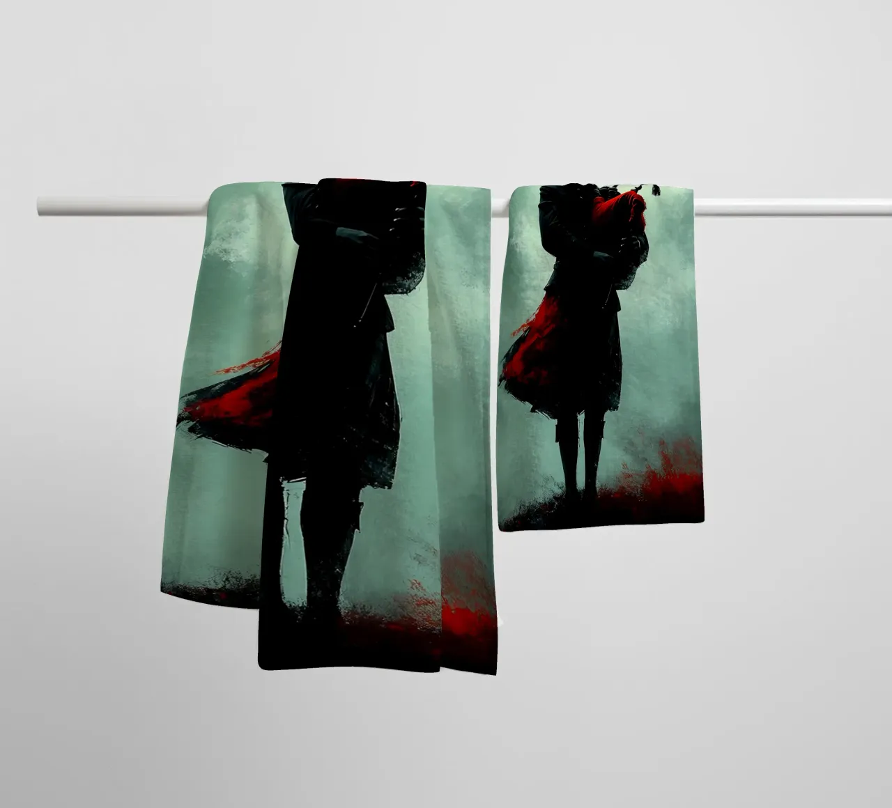 Silhouette di musicista di cornamusa asciugamano da bagno da Musictime