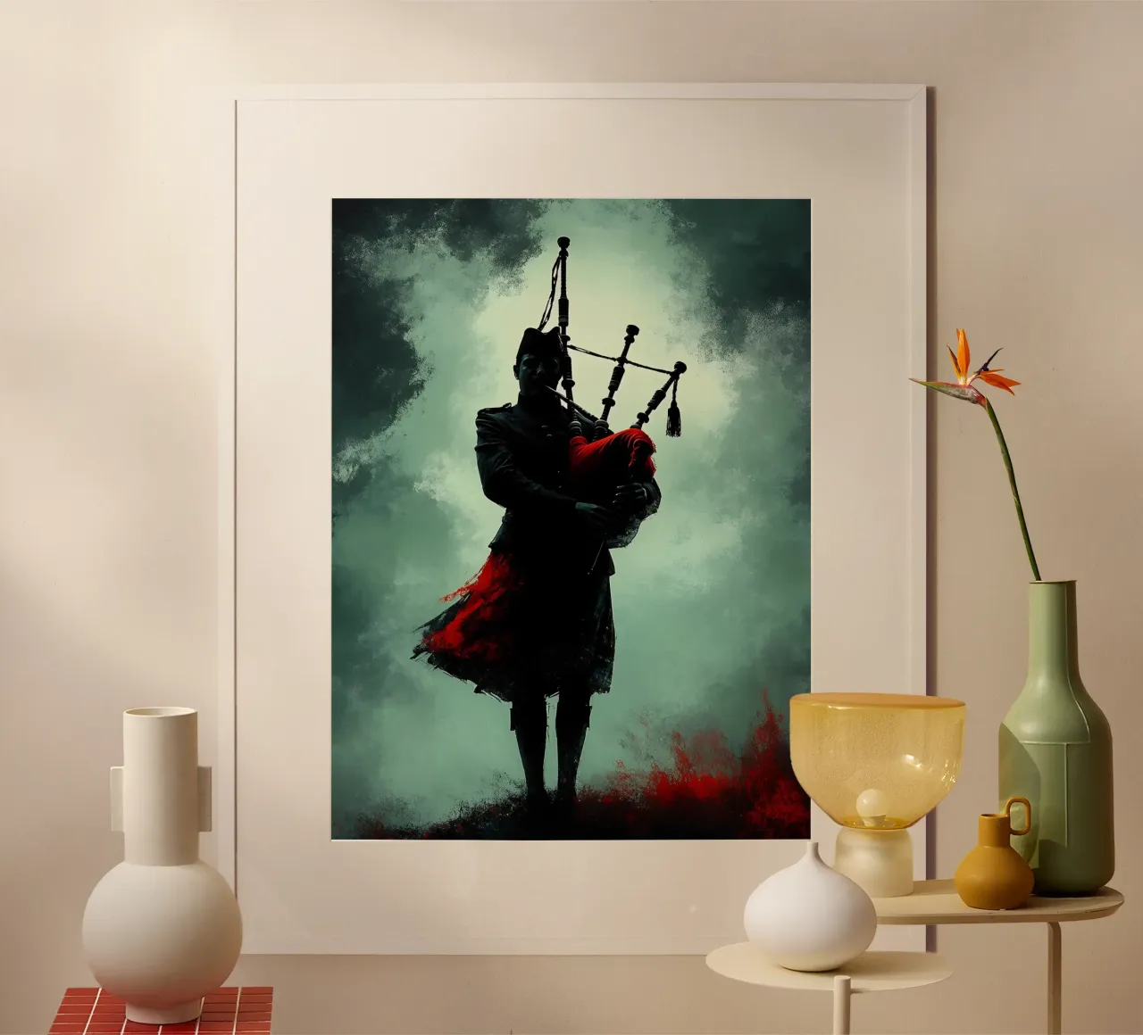 Silhouette di musicista di cornamusa poster da Musictime