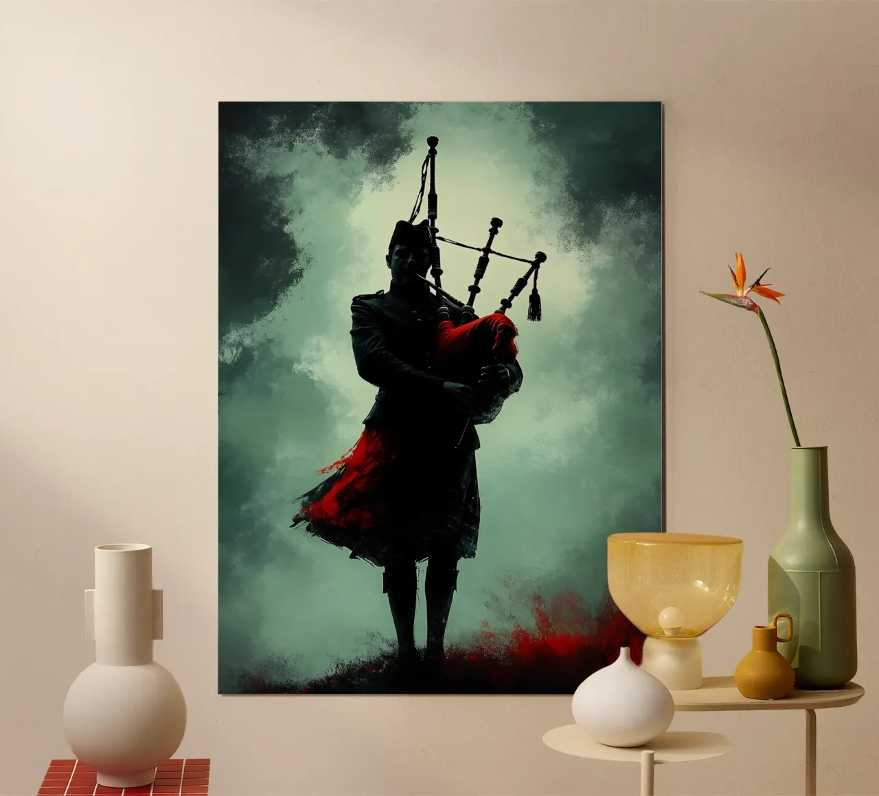 Silhouette di musicista di cornamusa poster da Musictime
