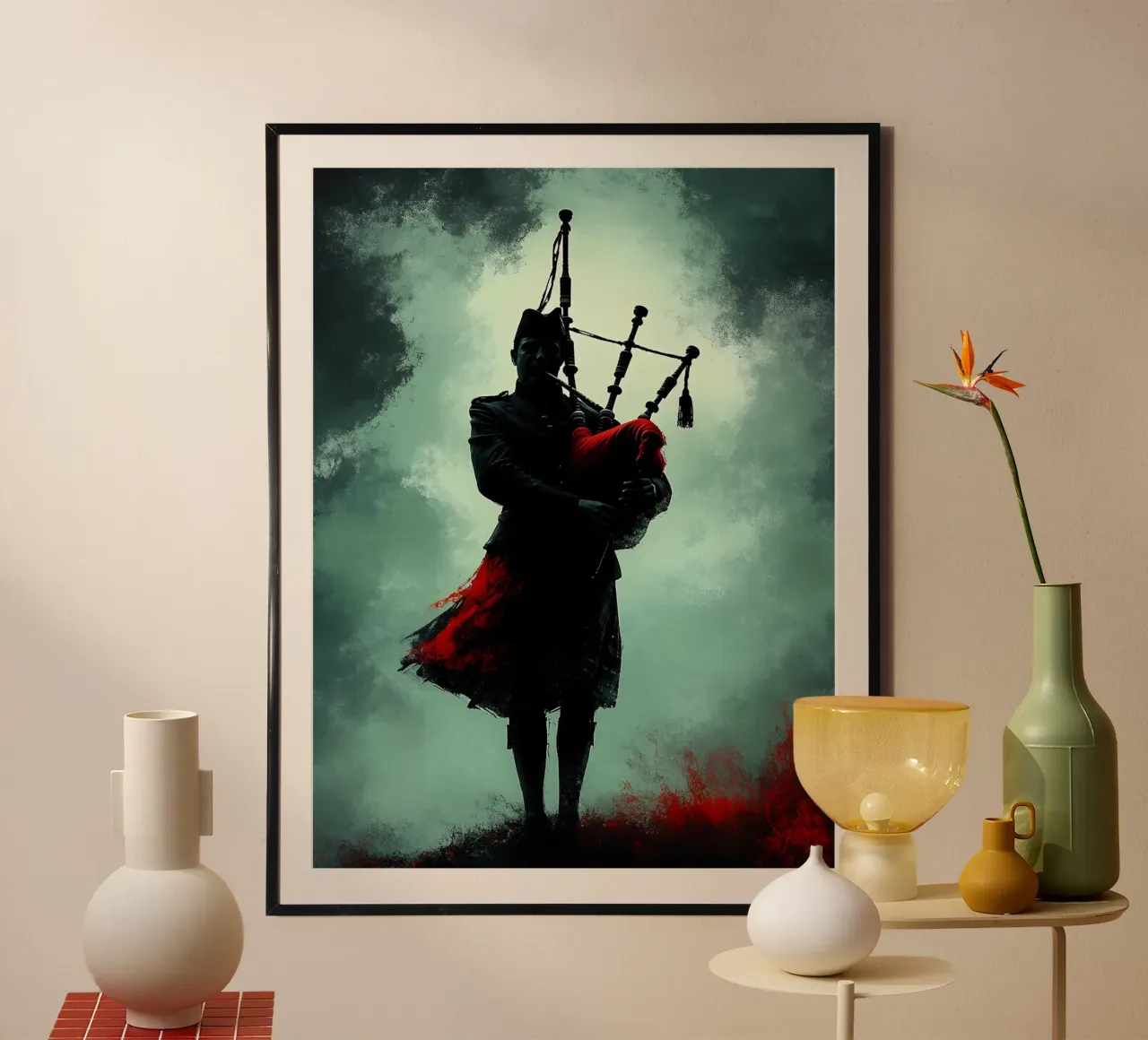 Silhouette di musicista di cornamusa poster da Musictime