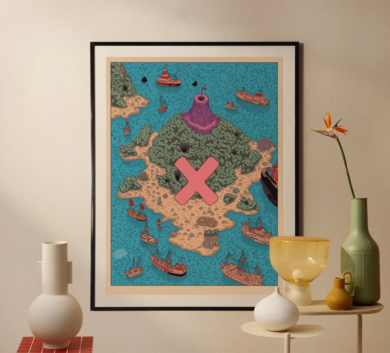Mappa del tesoro dei pirati - L'isola dell'avventura per bambini poster da Kaji