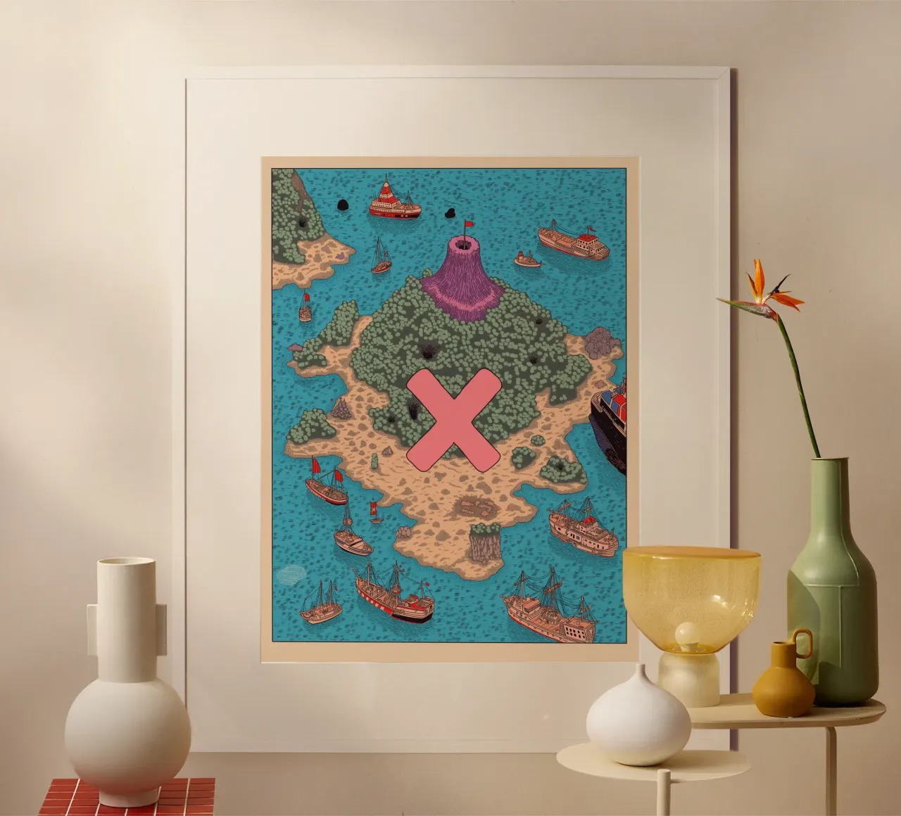 Mappa del tesoro dei pirati - L'isola dell'avventura per bambini poster da Kaji