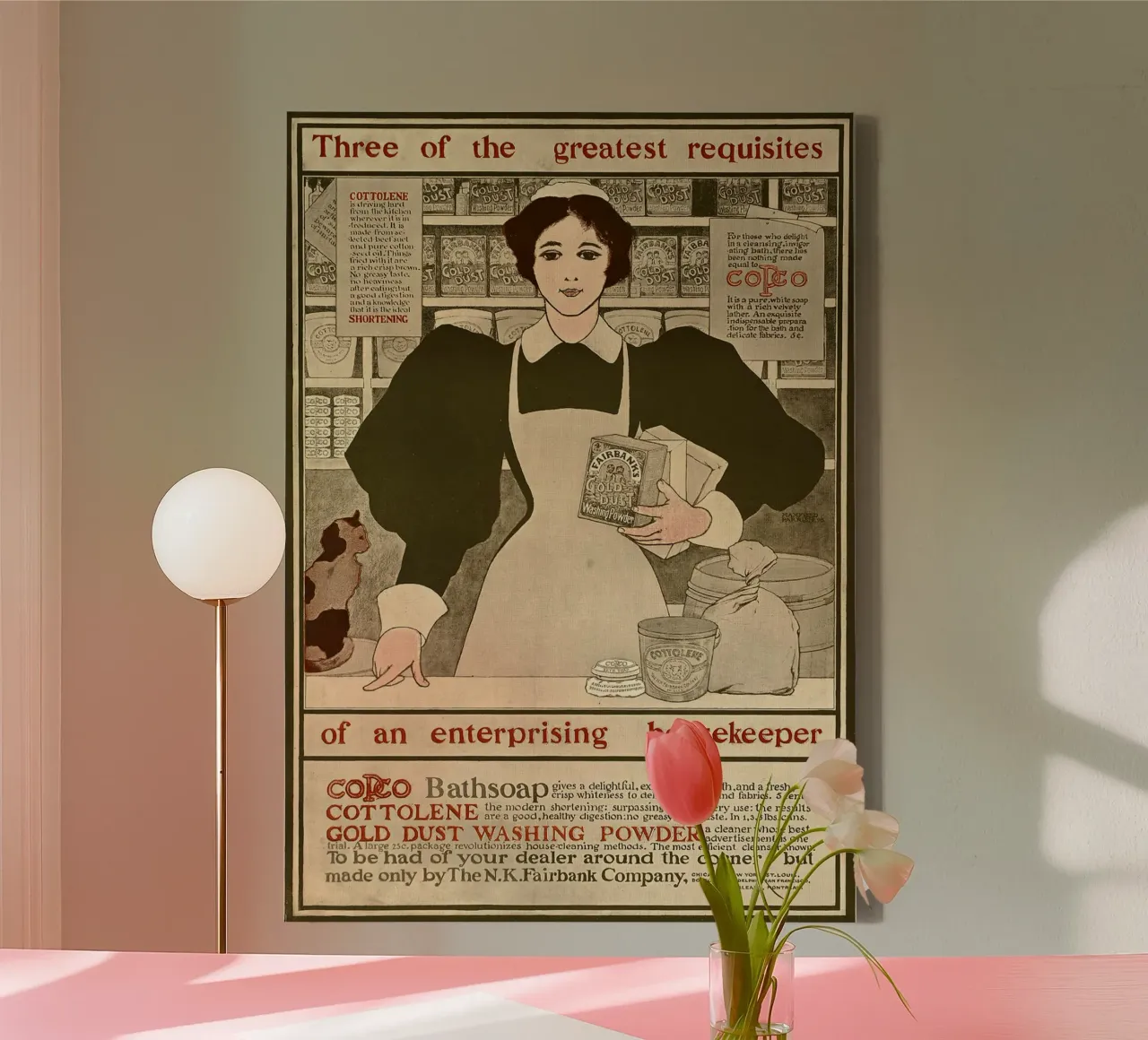 Poster d'epoca - Ritratto di una casalinga tela con Cornice a cassetta da Vintage Gems