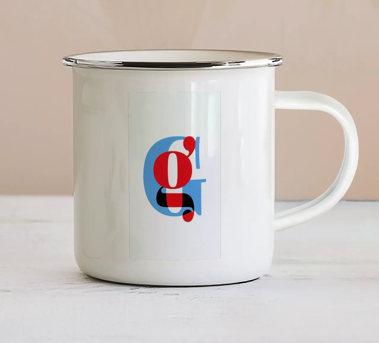 Cyan/Red G enamel mug by Studio One
