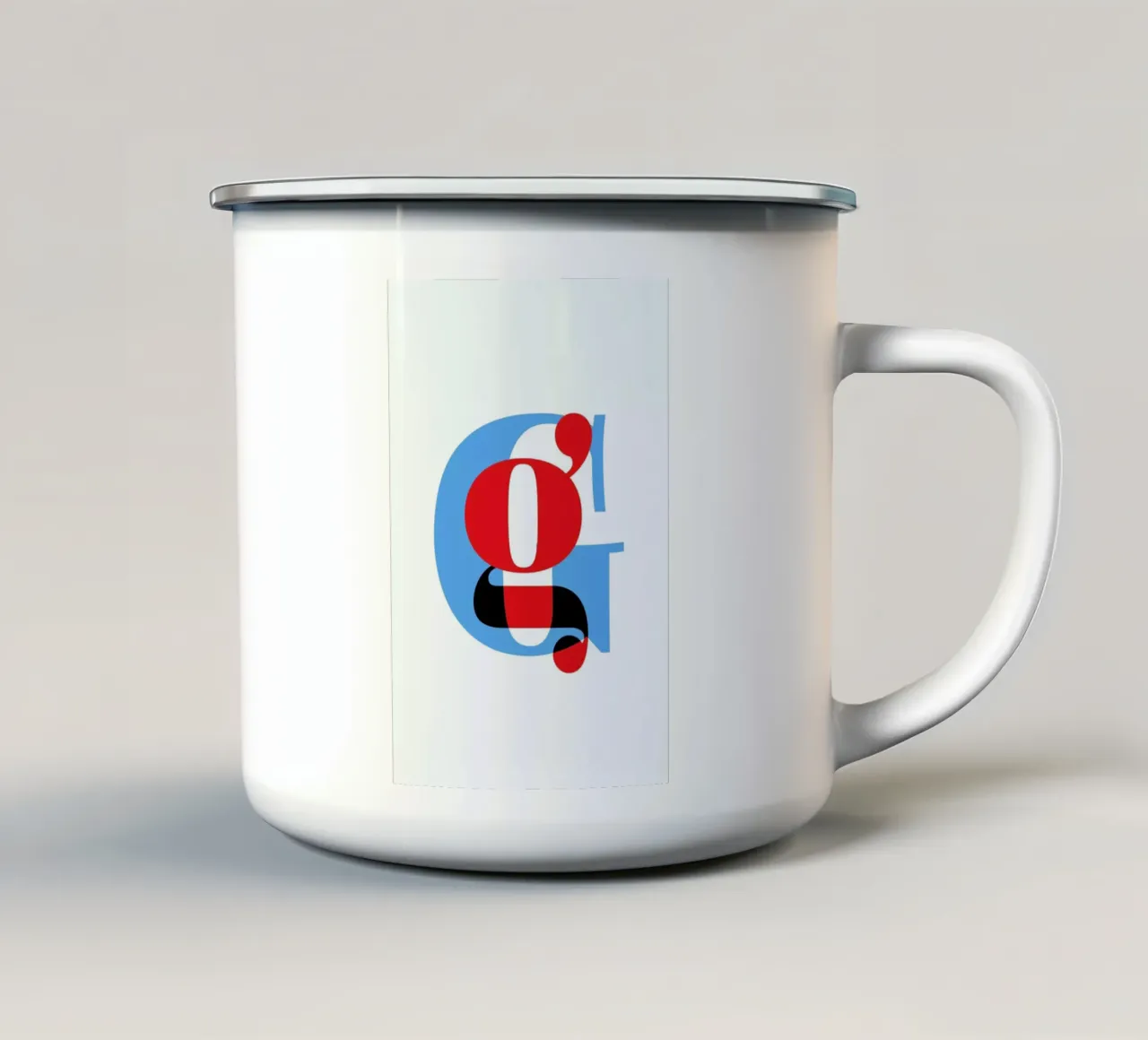 Cyan/Red G enamel mug by Studio One