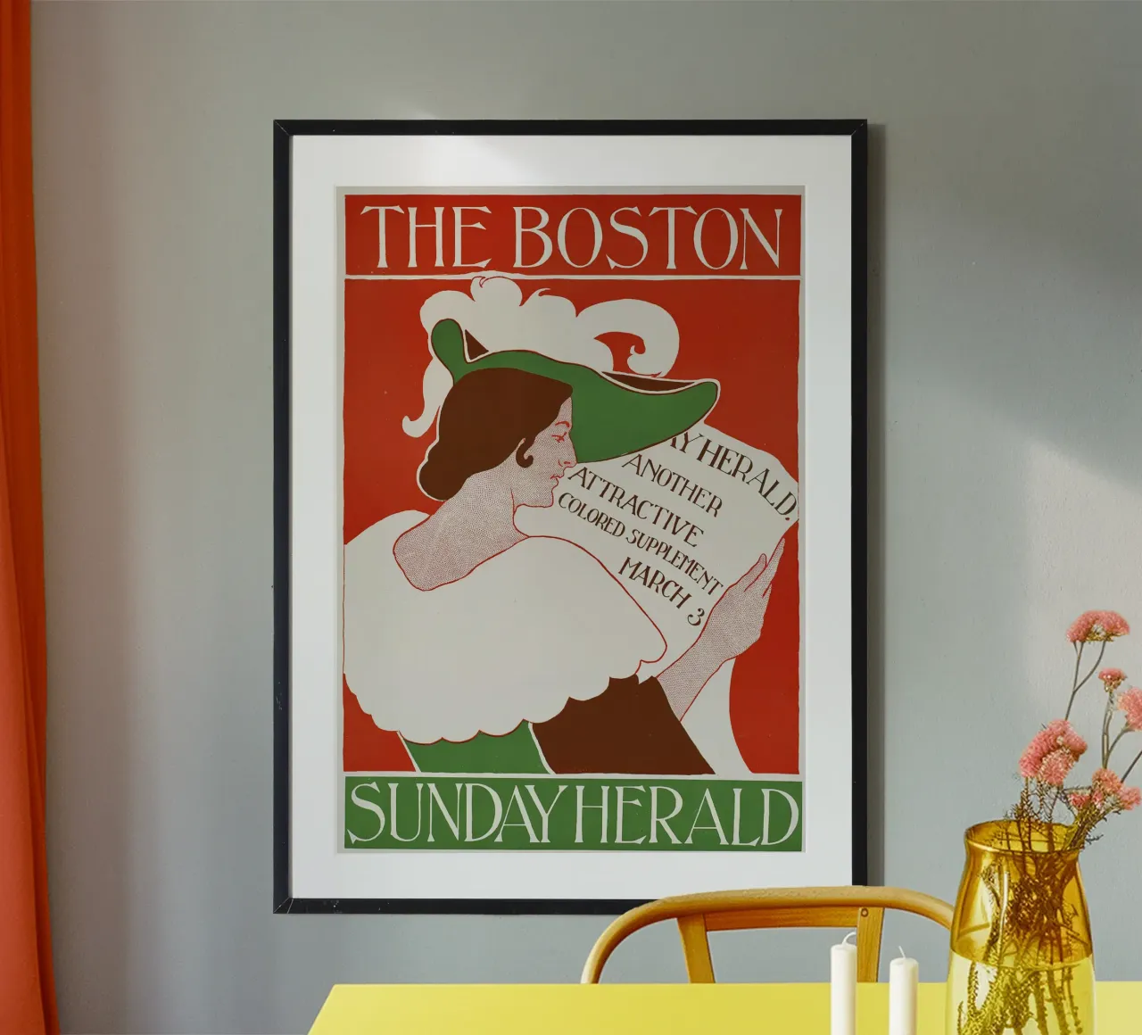 Poster d'epoca - Boston - Ritratto di donna poster con telaio in alluminio da Vintage Gems