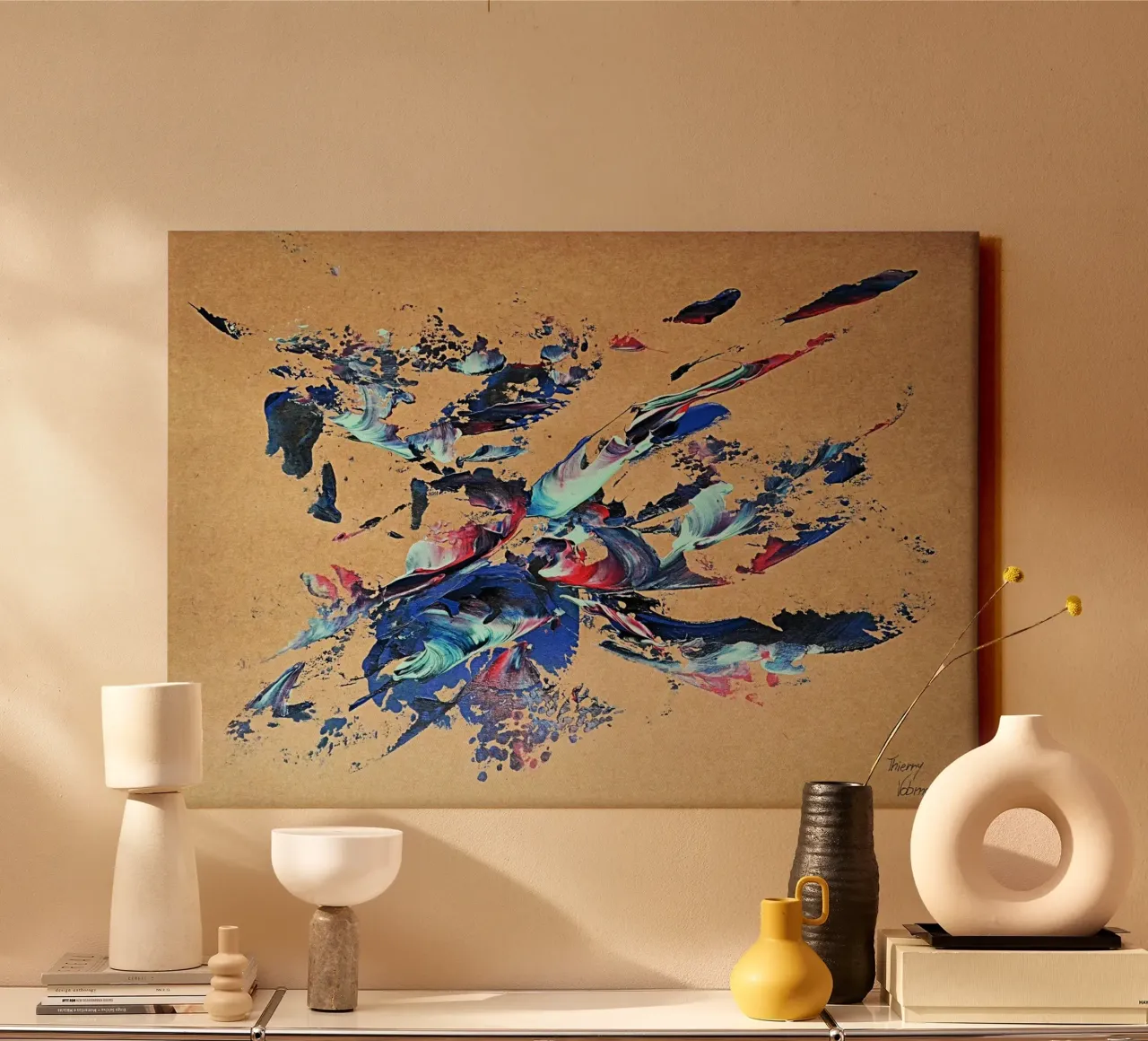 NATURAL STYLE 43 canvas met Baklijst van Thierry Vobmann Abstract painting