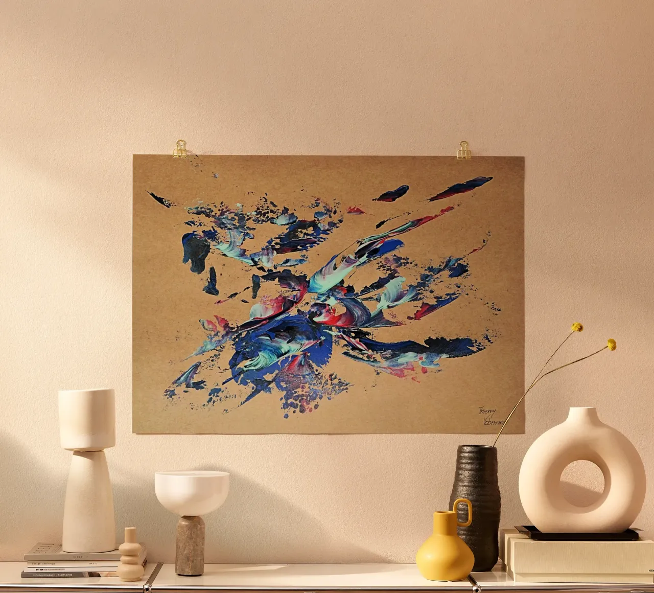 NATURAL STYLE 43 poster con telaio in legno da Thierry Vobmann Abstract painting