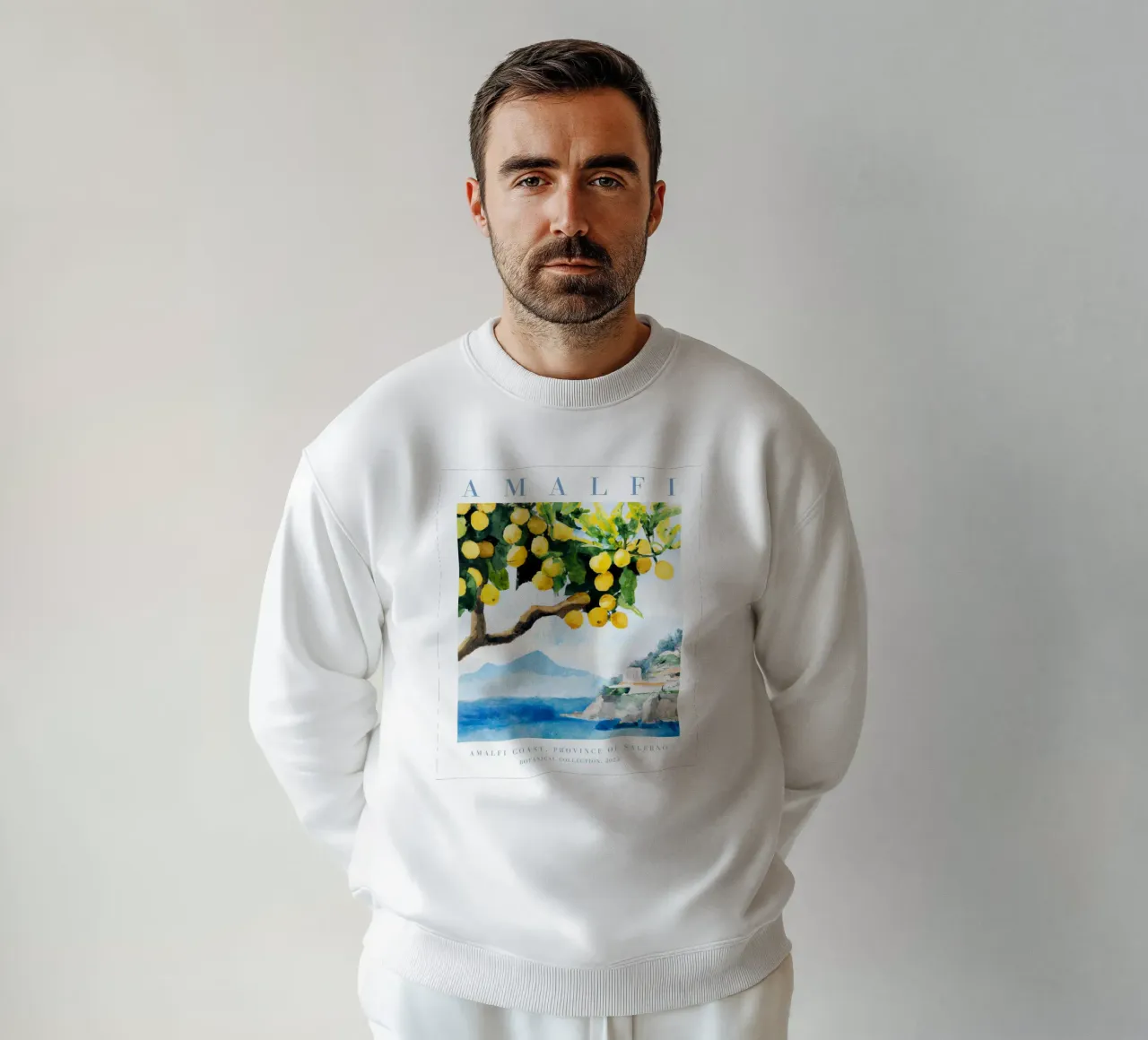 Amalfiküste Zitrone Druck, Zitrone Poster, Italien Poster Sweatshirt von Bella Studio