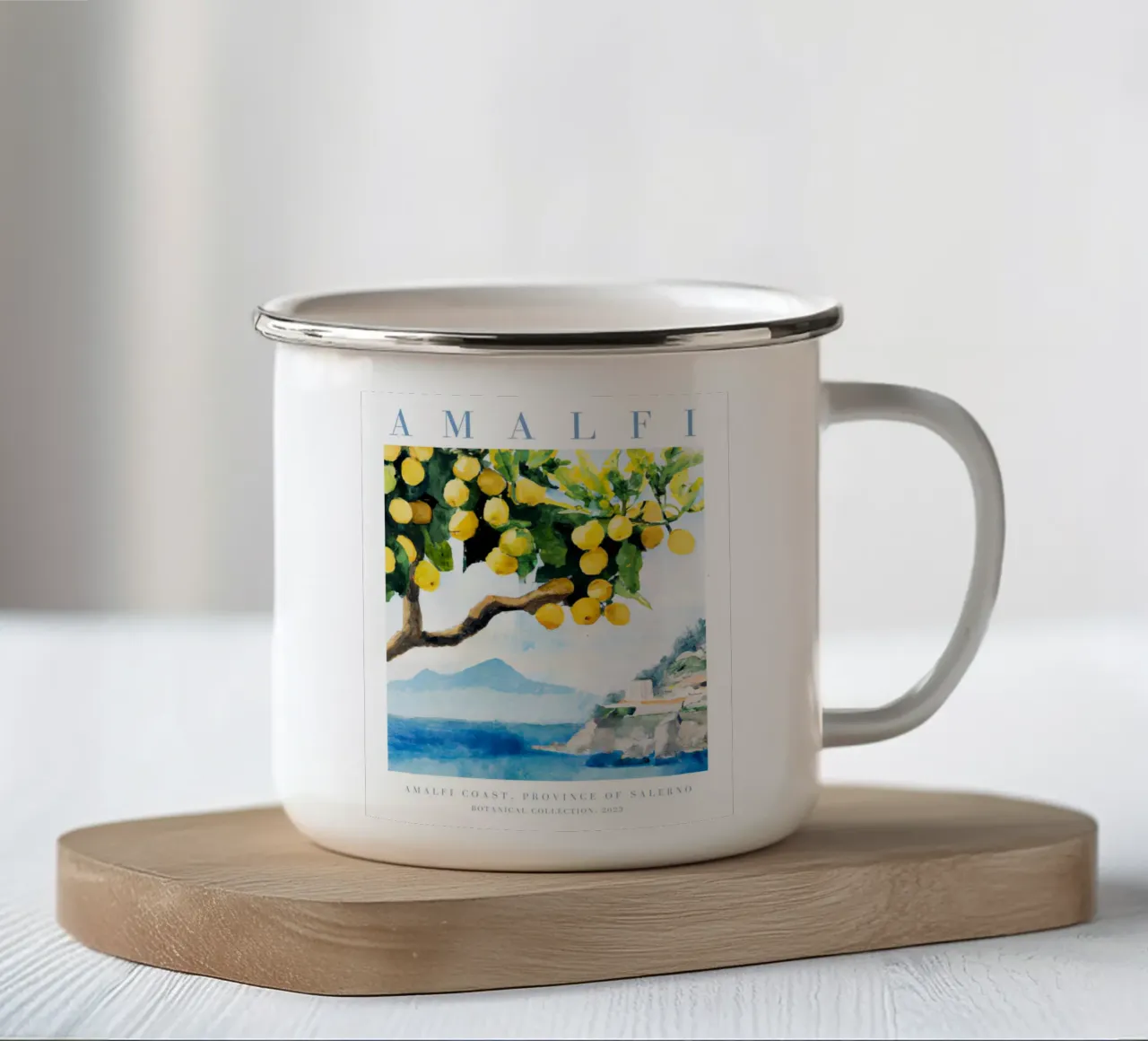 Amalfiküste Zitrone Druck, Zitrone Poster, Italien Poster Emaille Tasse von Bella Studio
