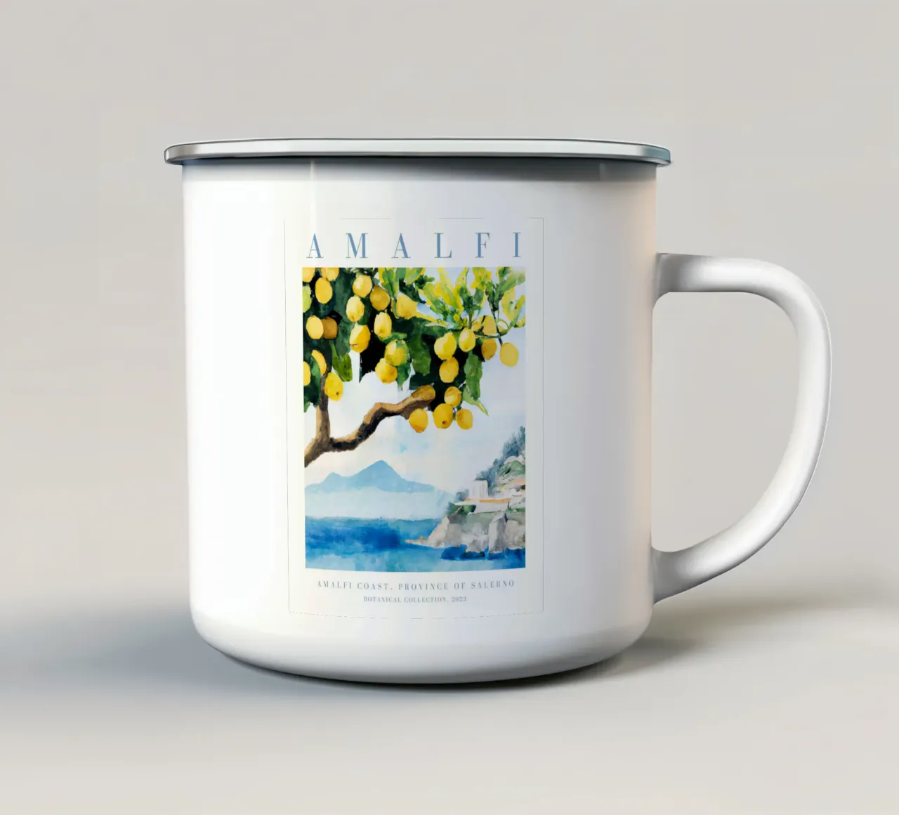 Amalfiküste Zitrone Druck, Zitrone Poster, Italien Poster Emaille Tasse von Bella Studio