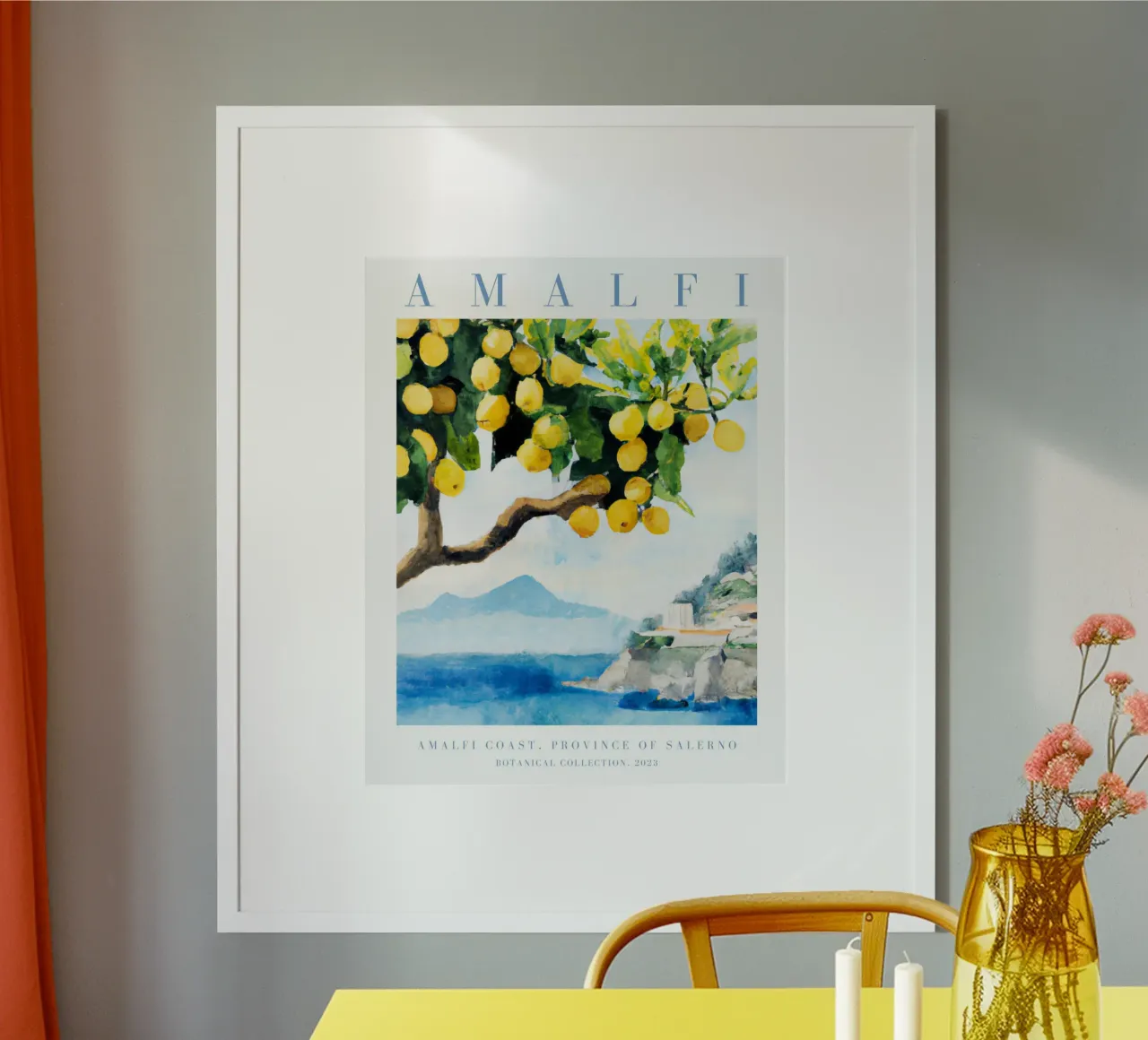 Amalfiküste Zitrone Druck, Zitrone Poster, Italien Poster Hahnemühle von Bella Studio