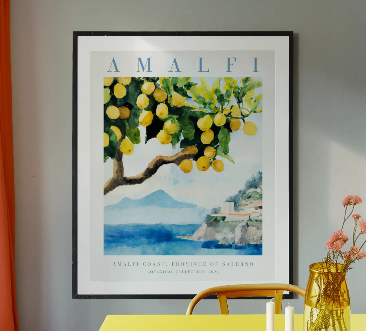 Amalfiküste Zitrone Druck, Zitrone Poster, Italien Poster Hahnemühle von Bella Studio