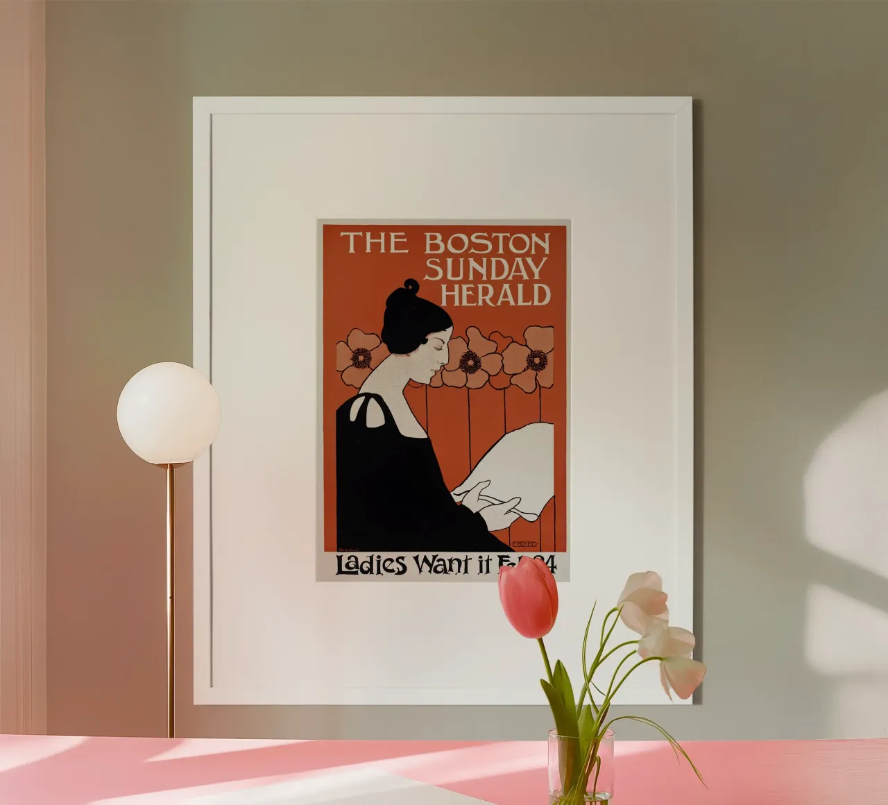 Poster d'epoca, rivista The Boston- Ritratto di donna poster con telaio in plastica da Vintage Gems