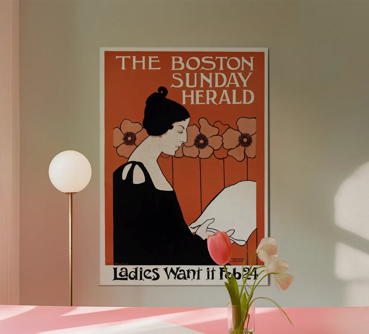 Poster d'epoca, rivista The Boston- Ritratto di donna poster con telaio in plastica da Vintage Gems
