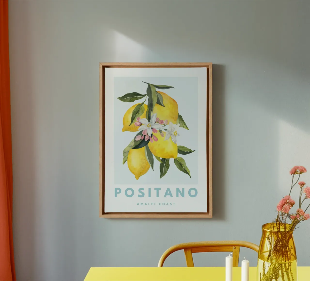 Zitrone Poster, Zitrone Dekoration, Obst Wandkunst, Italien Drucke Leinwand von Bella Studio