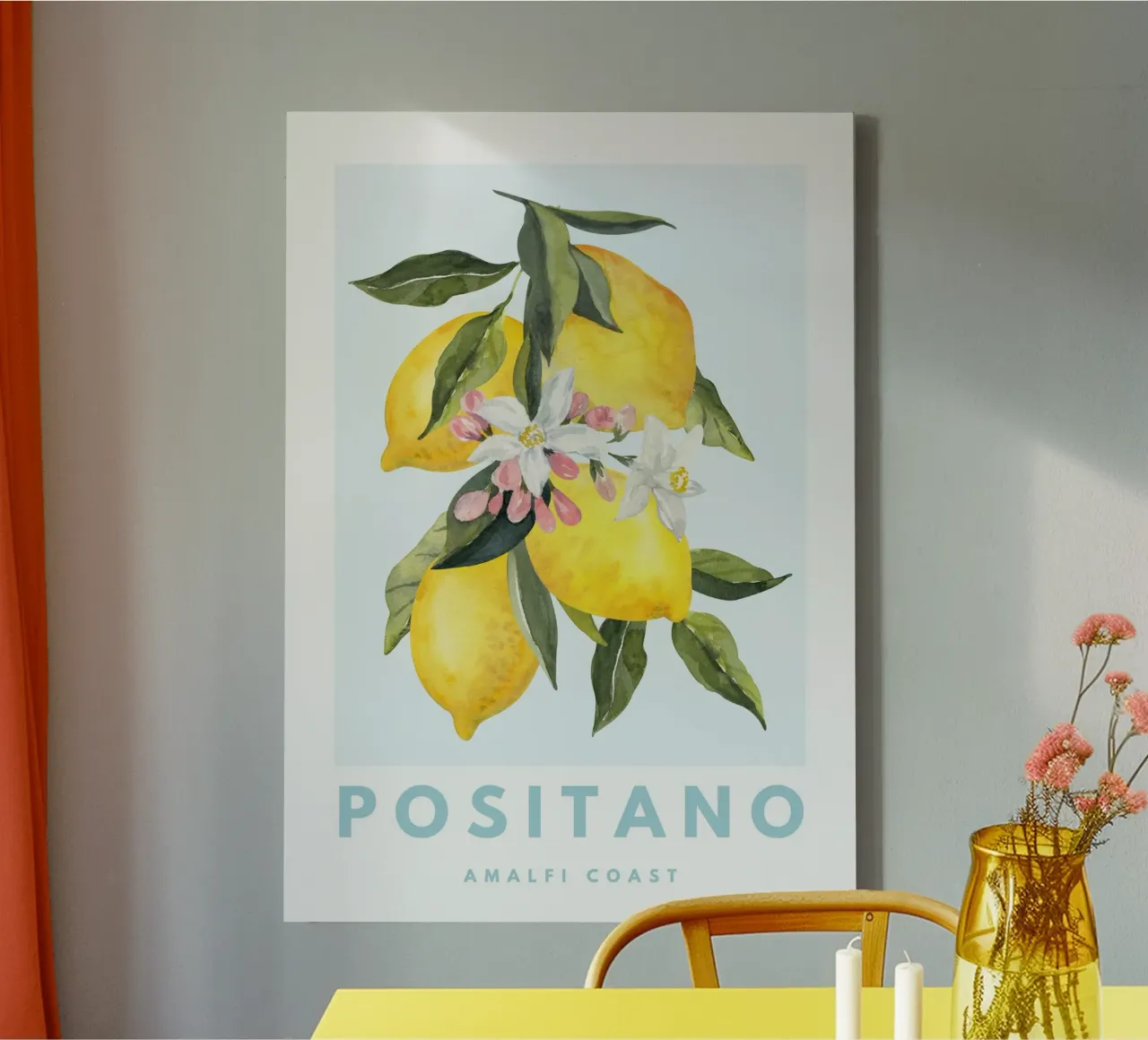Zitrone Poster, Zitrone Dekoration, Obst Wandkunst, Italien Drucke Leinwand von Bella Studio