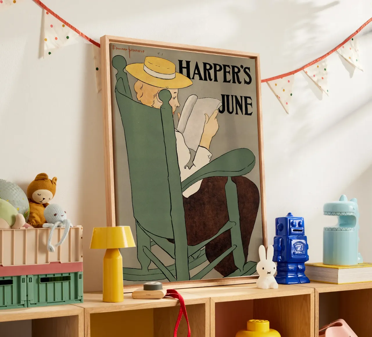 Poster d'epoca, copertina della rivista d'epoca Harper's tela con Cornice a cassetta da Vintage Gems