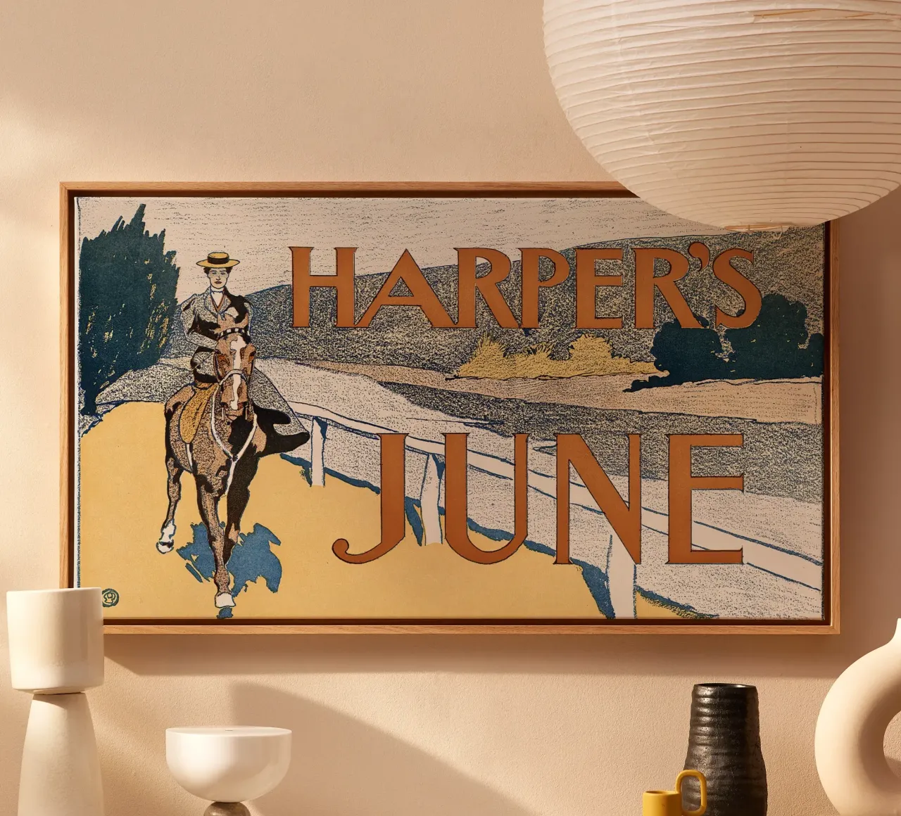 Poster d'epoca, copertina di rivista d'epoca, Harper's tela con Cornice a cassetta da Vintage Gems