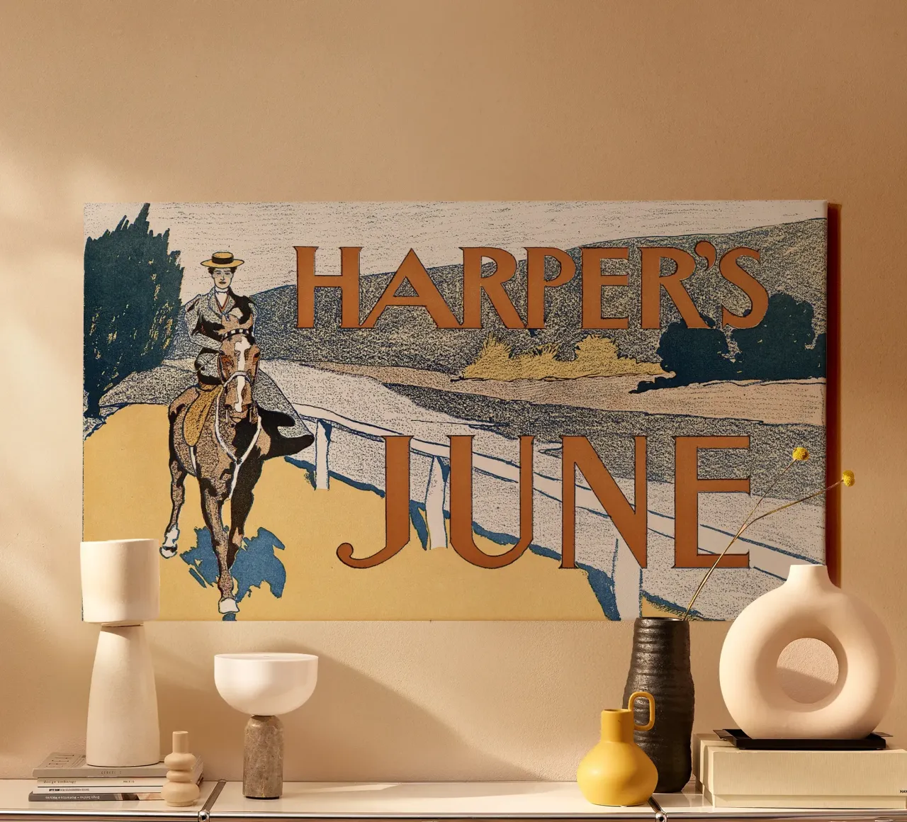 Poster d'epoca, copertina di rivista d'epoca, Harper's tela con Cornice a cassetta da Vintage Gems