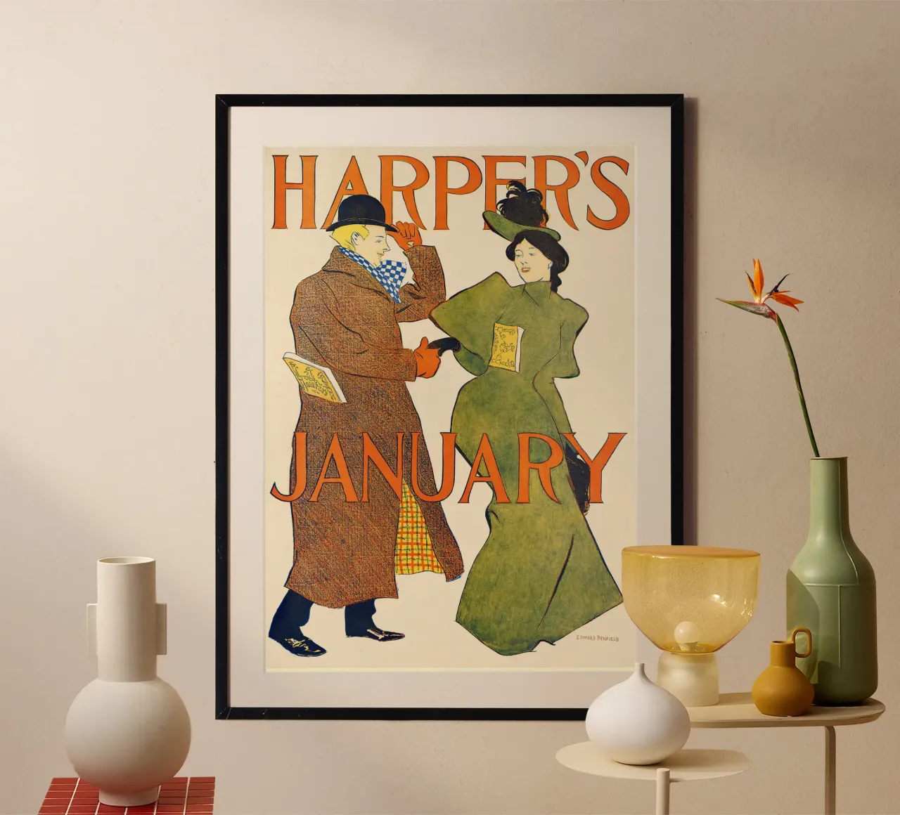 Poster d'epoca, copertina di rivista d'epoca, Harper's poster con telaio in alluminio da Vintage Gems