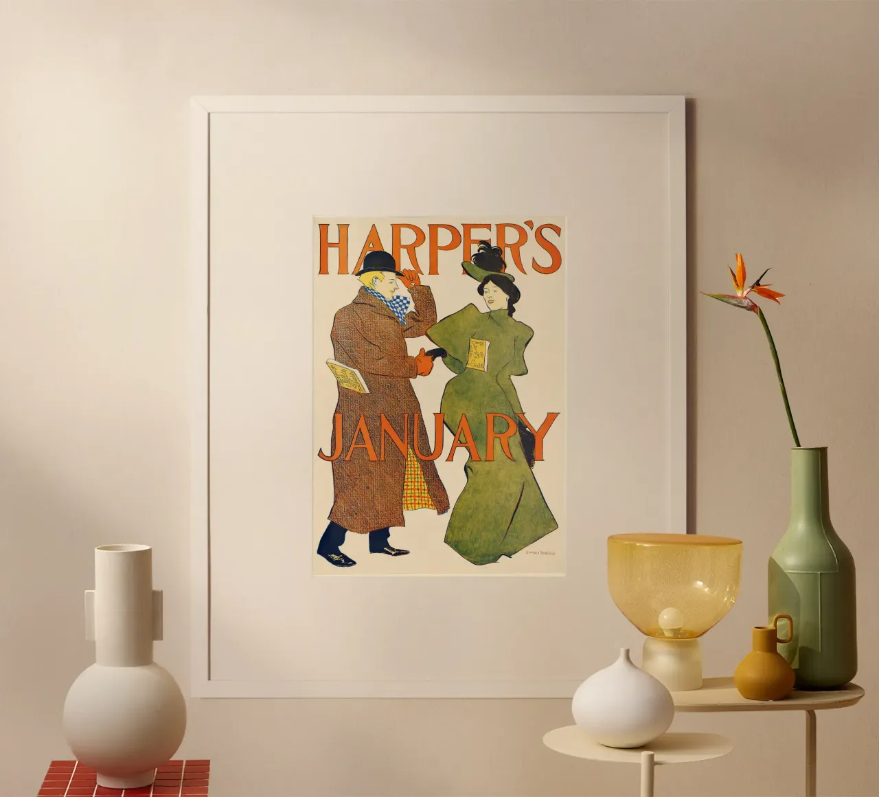 Poster d'epoca, copertina di rivista d'epoca, Harper's poster con telaio in alluminio da Vintage Gems