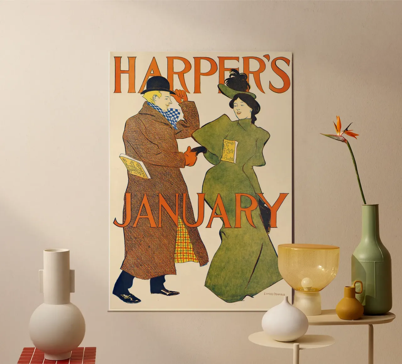 Poster d'epoca, copertina di rivista d'epoca, Harper's poster con telaio in alluminio da Vintage Gems