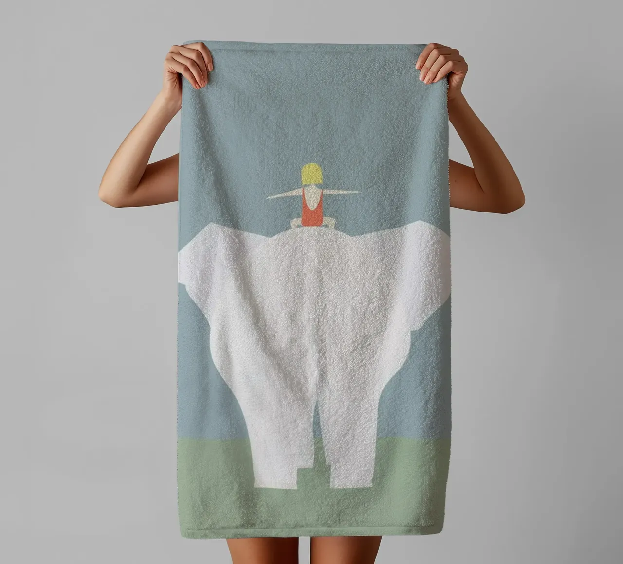 Den Lille Pige Og Elefanten towel by Swen Swensøn