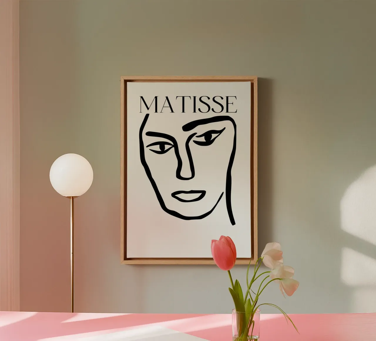 minimalist black line drawing tela con Cornice a cassetta da ramosashop