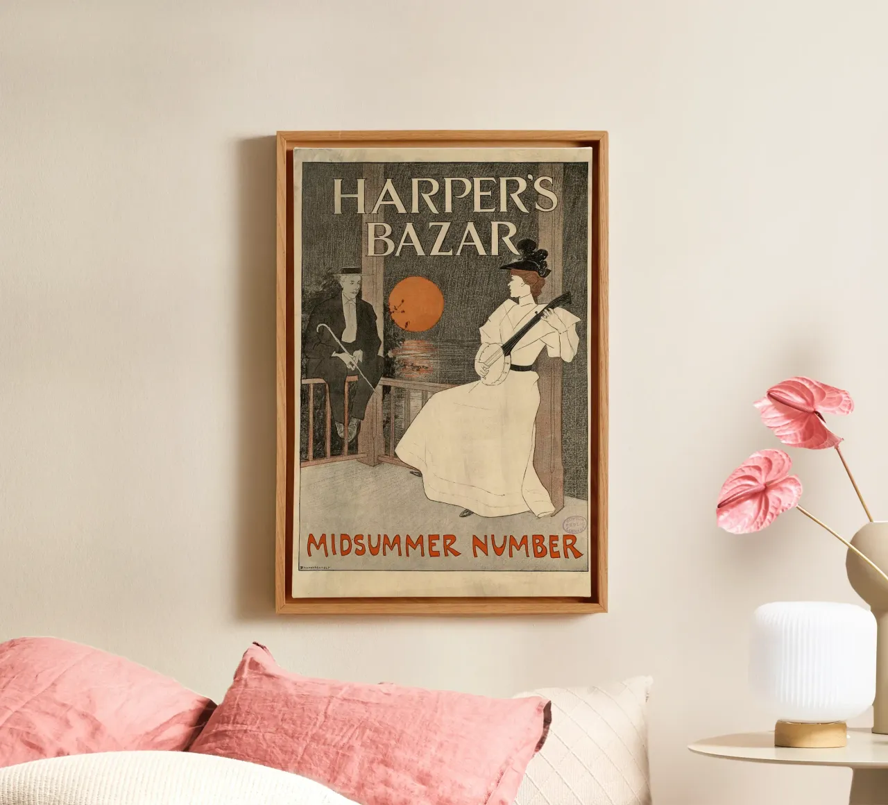 Poster d'epoca, copertina di rivista d'epoca, Harper's tela con Cornice a cassetta da Vintage Gems