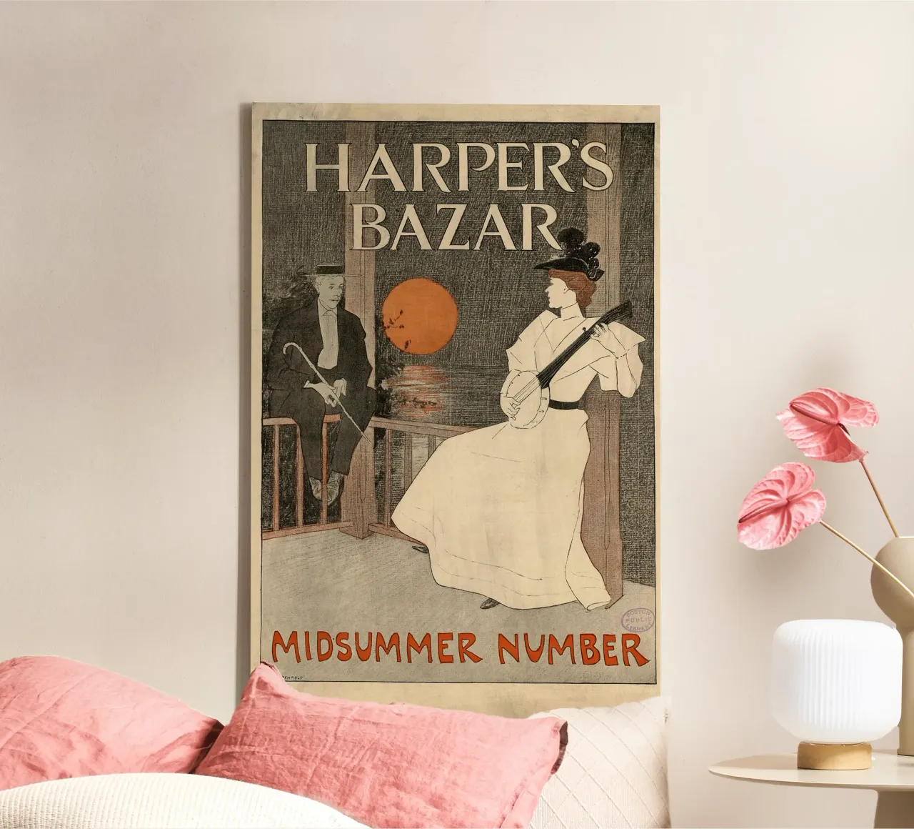 Poster d'epoca, copertina di rivista d'epoca, Harper's tela con Cornice a cassetta da Vintage Gems