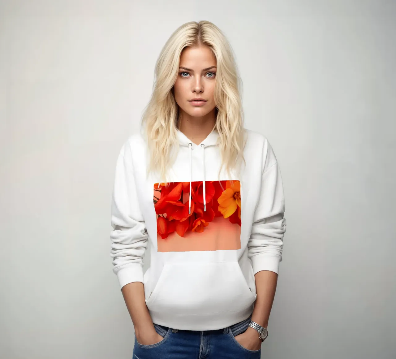 Fiori gialli e arancioni brillanti disposti in modo splendido felpa con cappuccio da DesignDoodle