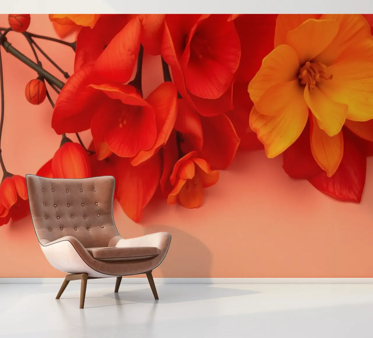 Bright orange and yellow blossoms arranged beautifully photo wallpaper by DesignDoodle