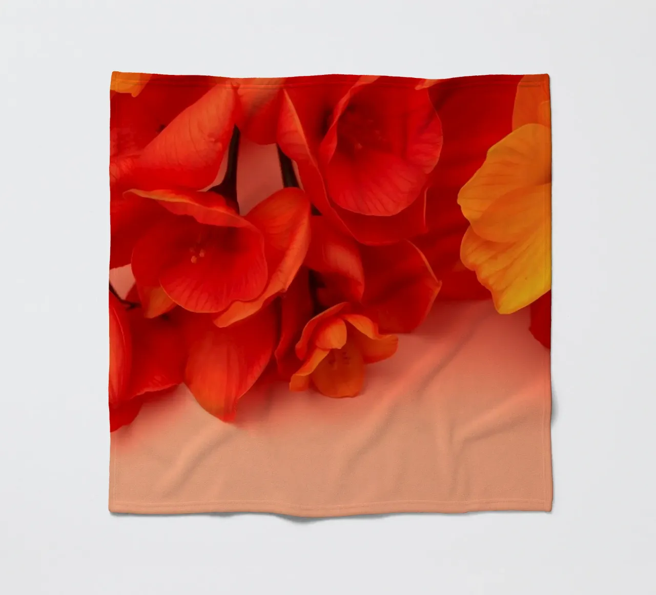 Bright orange and yellow blossoms arranged beautifully fleece blanket by DesignDoodle