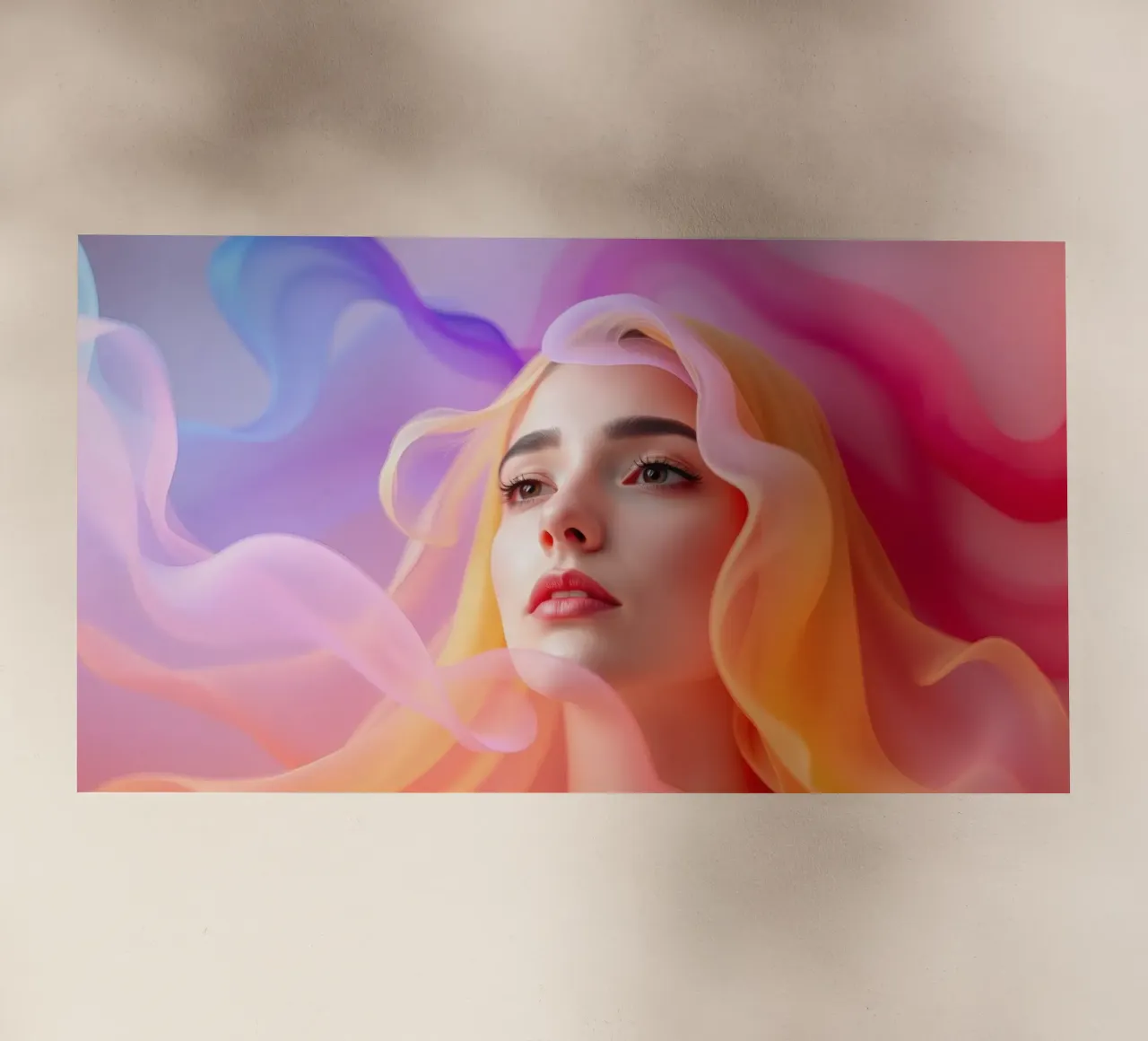 Ritratto astratto e colorato di una donna con capelli fluenti pellicola backlit da DesignDoodle