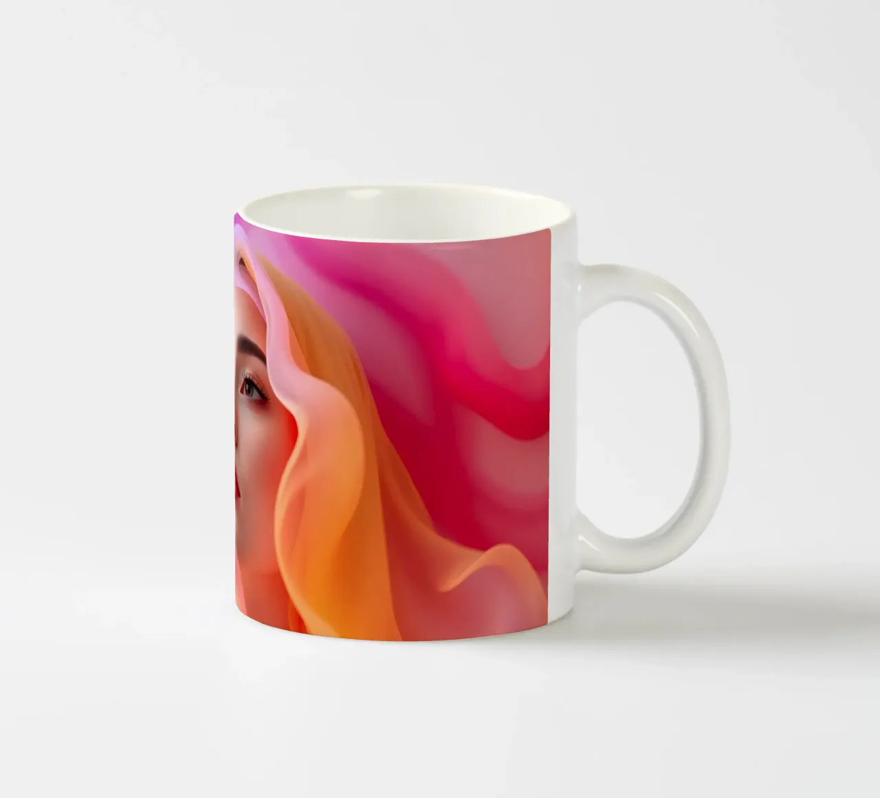 Ritratto astratto e colorato di una donna con capelli fluenti tazza in ceramica da DesignDoodle