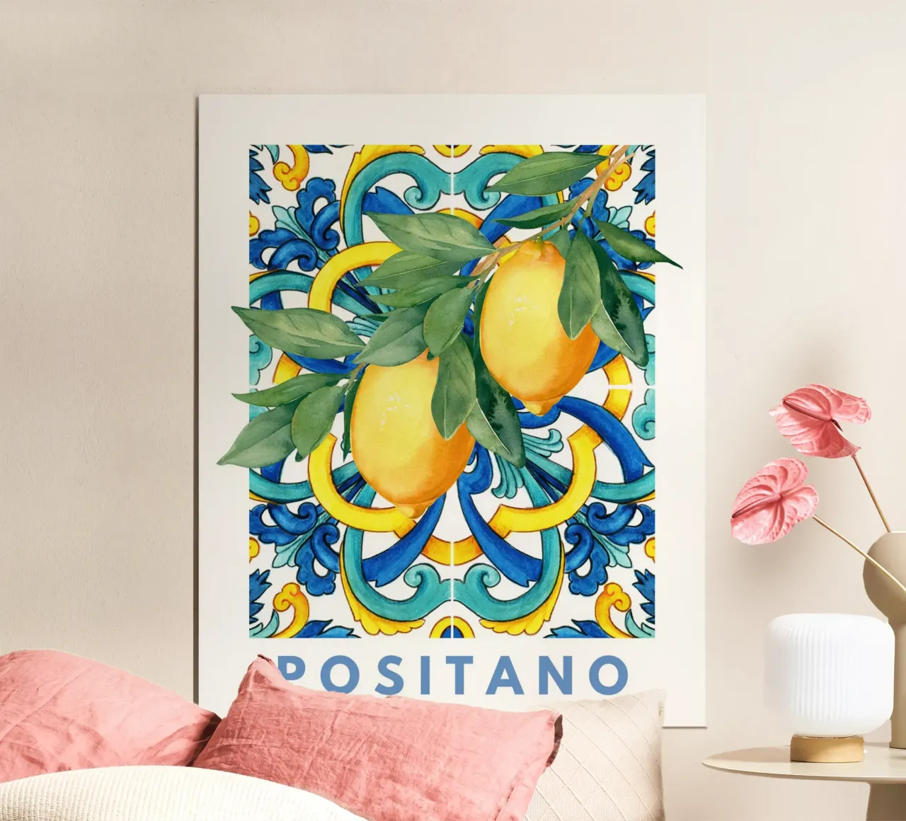 Lemon prints, colorful art, trendy art, modern art, Italian poster by Bella Studio