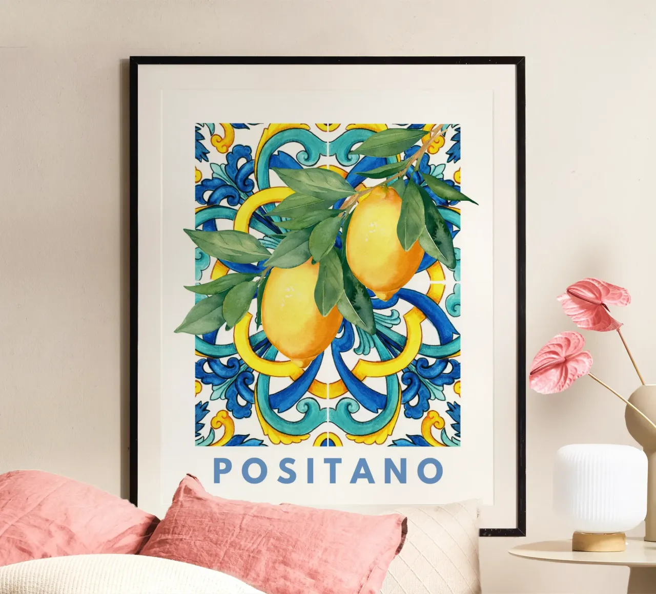 Lemon prints, colorful art, trendy art, modern art, Italian poster by Bella Studio